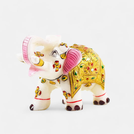 White Marble Elephant Pair Statue