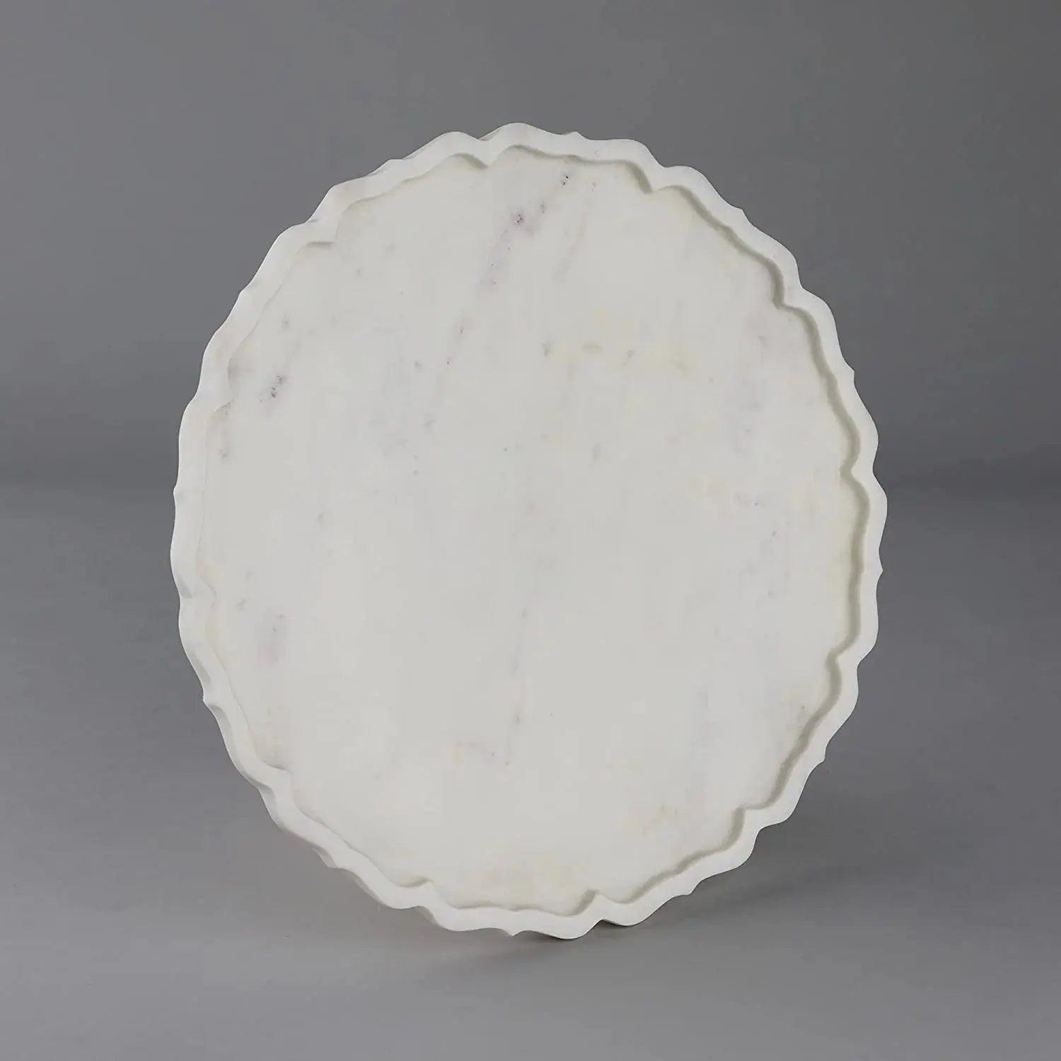 Elegance White Marble Round Maroc Platter Artifact Stonex