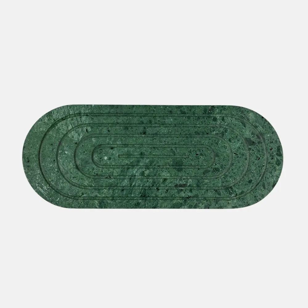 Concentric Oblong Green Marble Platter Artifact Stonex