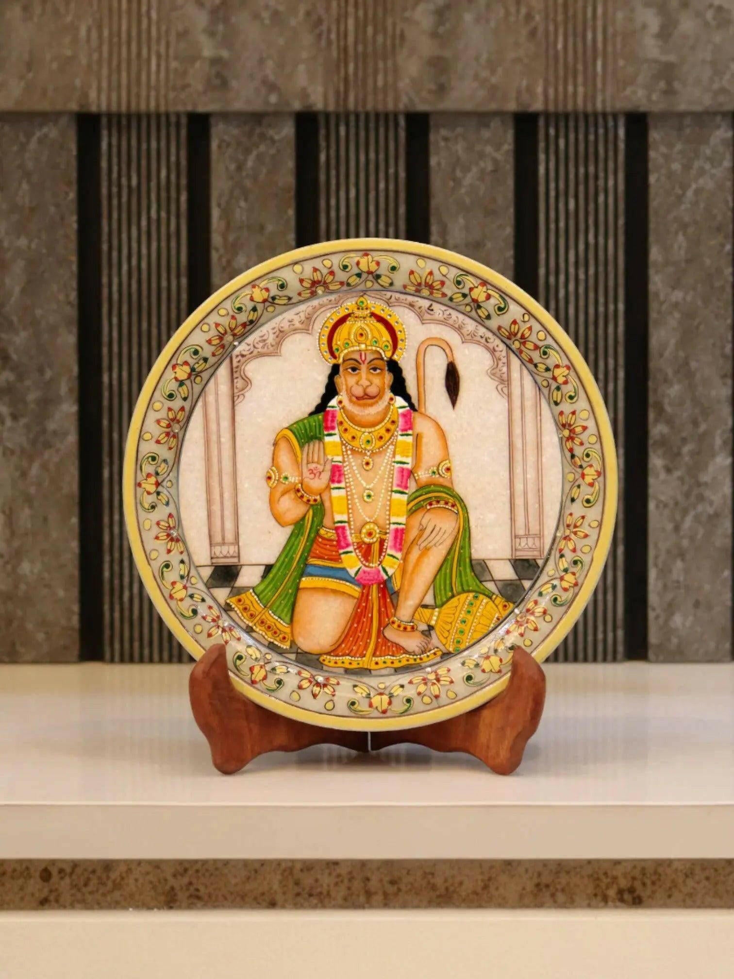 9-Inch Gold Leaf Lord Hanuman Plate.