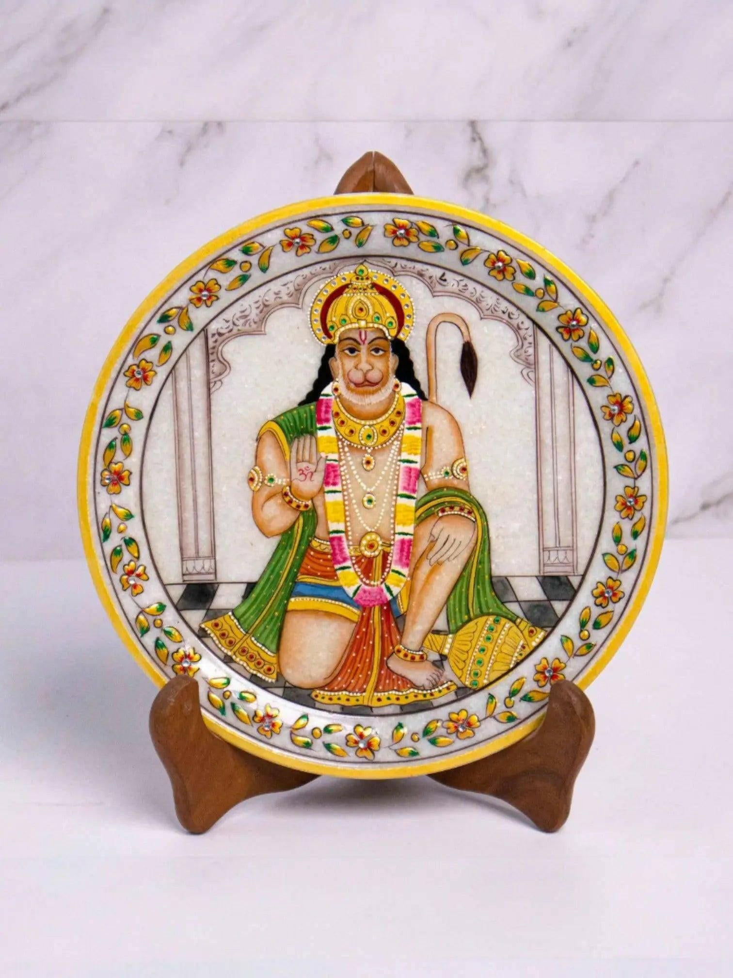 9-Inch Gold Leaf Lord Hanuman Plate.