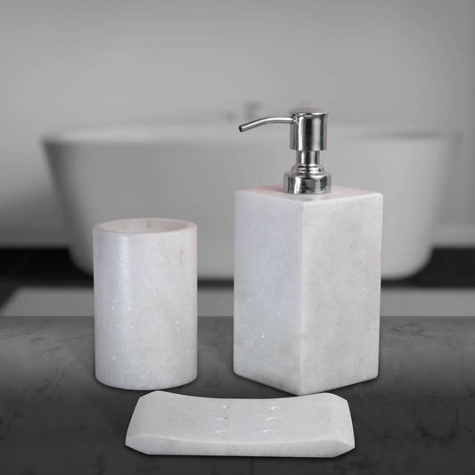 Elegant White Marble Bathroom Set