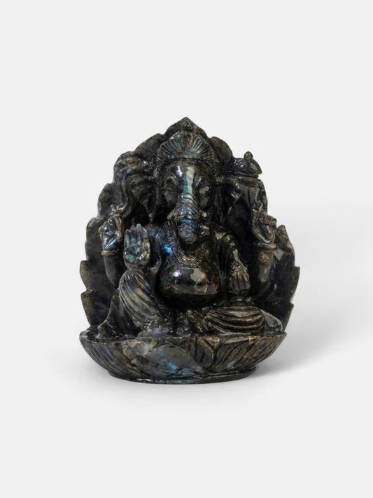 Radiant Black Marble Ganesha Statue