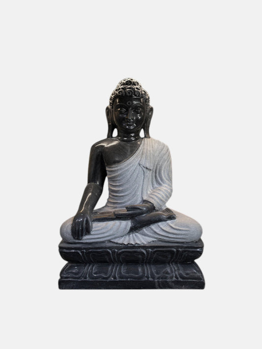 Buddha Statue, 18 Inch, Black Marble