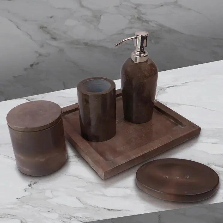 Marble Bathroom Set, Elegant Bronze Finish Artifact Stonex