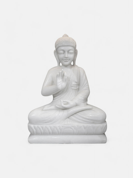 18-Inch White Marble Buddha Statue