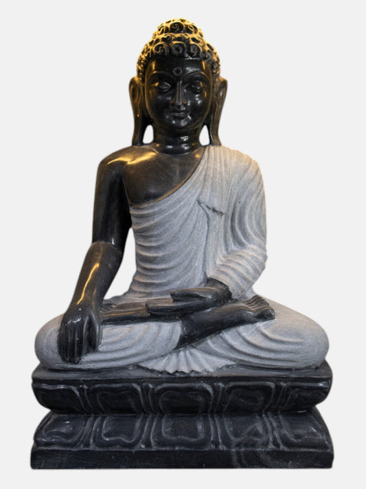 Buddha Statue, 18 Inch, Black Marble