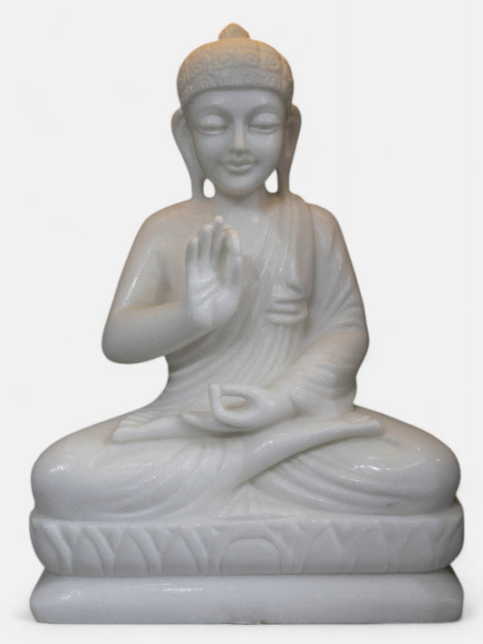 18-Inch White Marble Buddha Statue