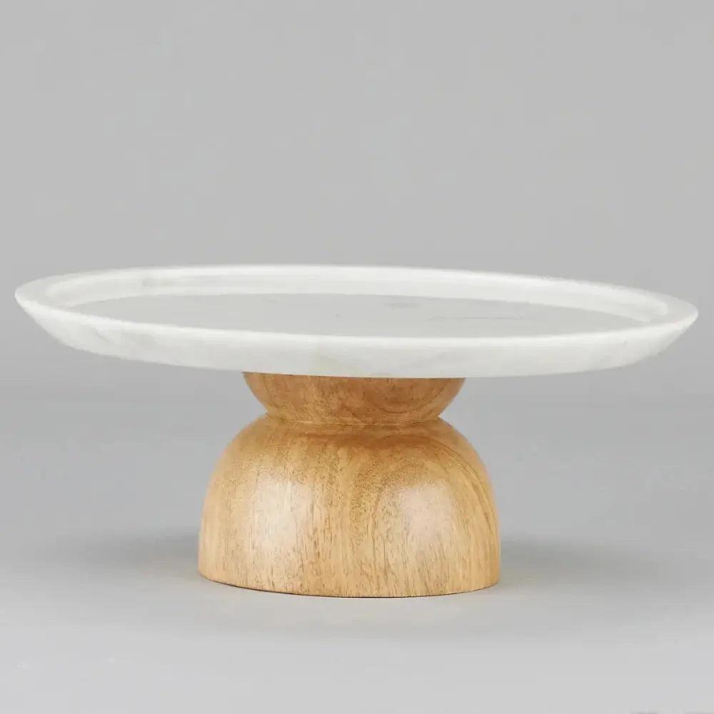 Clara Marble and Wood Cake Stand Artifact Stonex