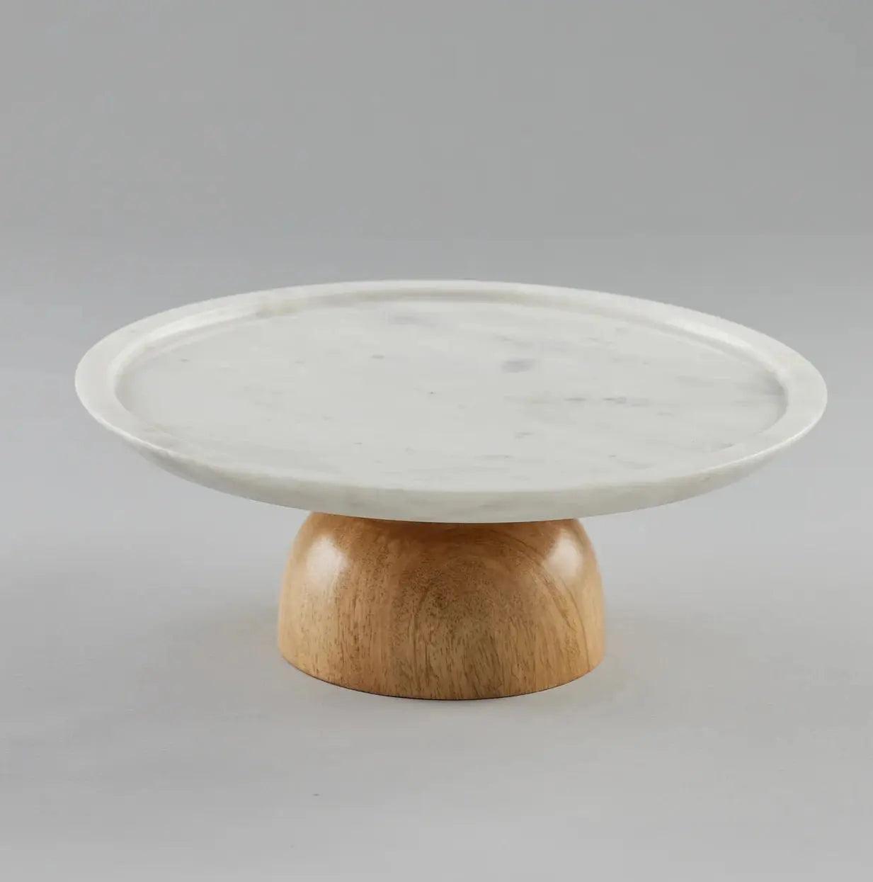 Clara Marble and Wood Cake Stand Artifact Stonex