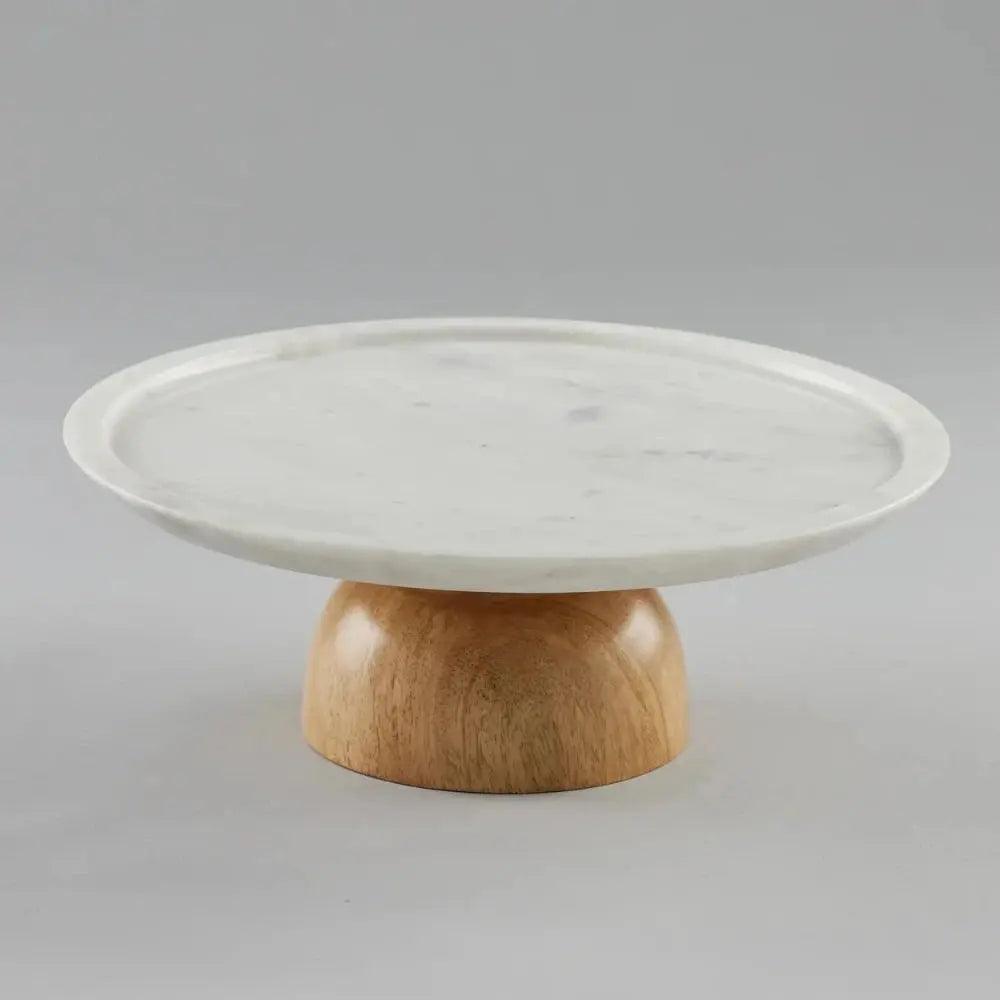 Clara Marble and Wood Cake Stand Artifact Stonex