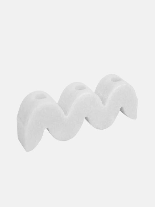 Waves of Light White Marble Candle Holder