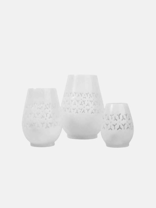 Tranquil Glow Marble Candle Lanterns