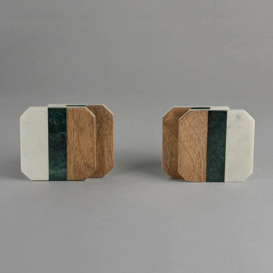 Marble and Wood Coaster Set Artifact Stonex