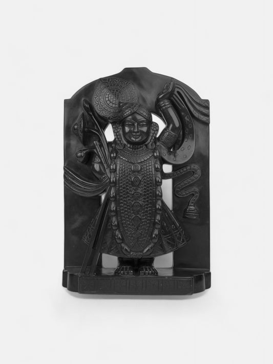 Elegant Shrinathji Statue in Black Marble