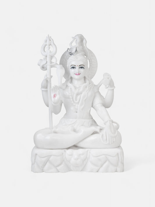 Lord Shiva in Pure White Marble