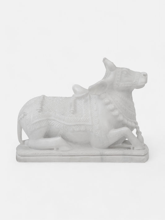 Nandi White Marble Statue Sculpture