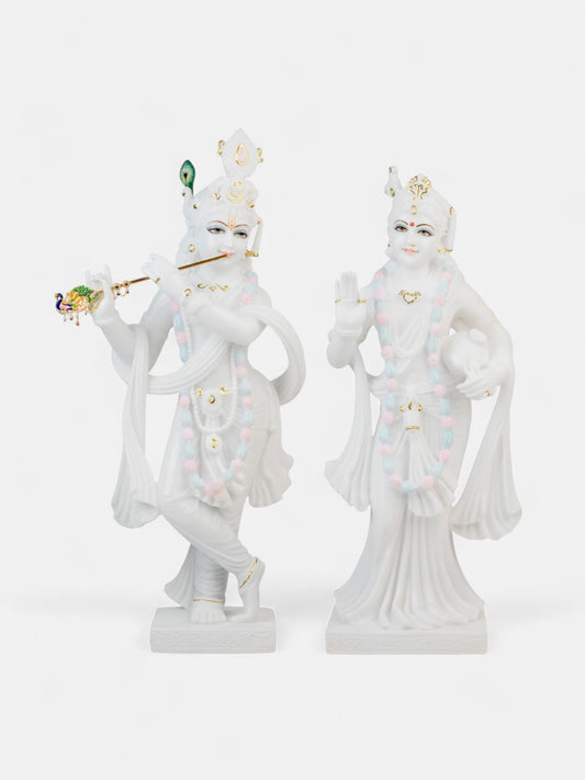 Radha Krishna White Marble Moorti