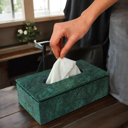 Green Marble Tissue Box Holder