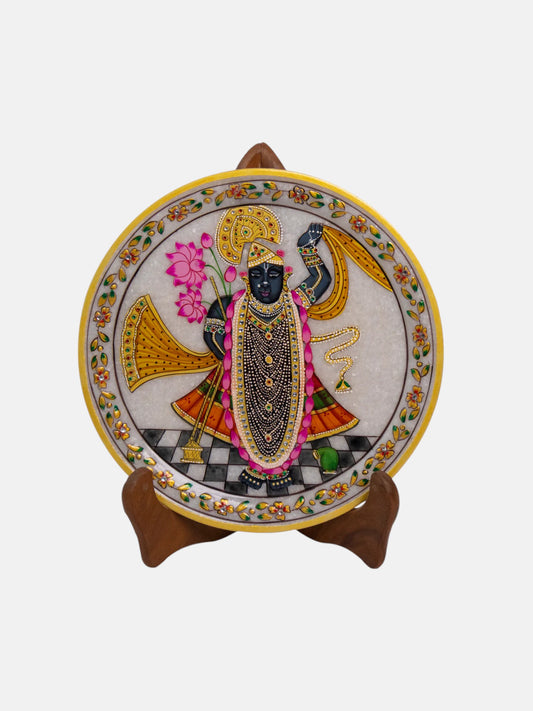 Shrinath Ji Gold Leaf Marble Decorative Plate