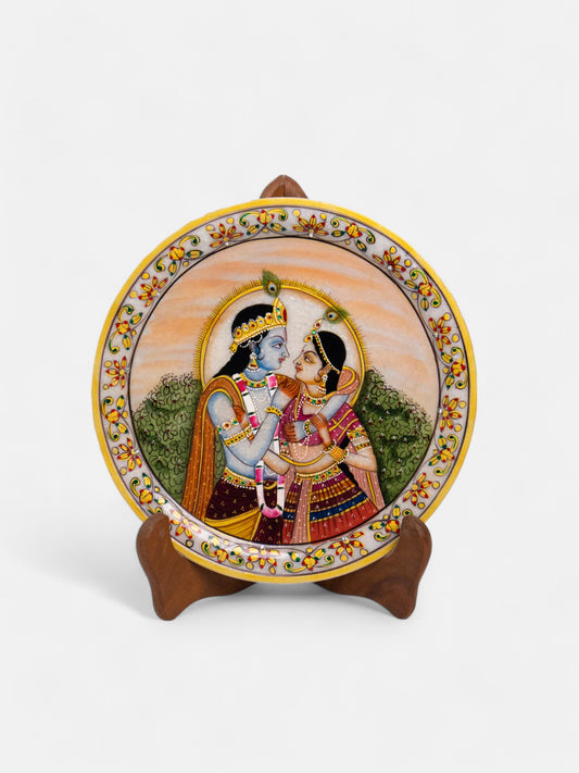 Radha Krishna Gold Leaf Decorative Plate