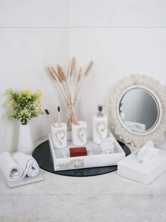 Gold Leaf Marble Bathroom Set