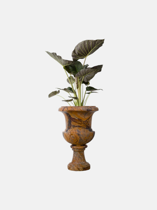 Bidasar Marble Plant Pot, Elegant Green Finish