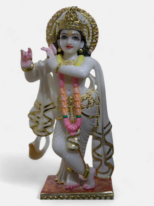 Radha Krishna 21-Inch White Marble Statue Artifat Stonex