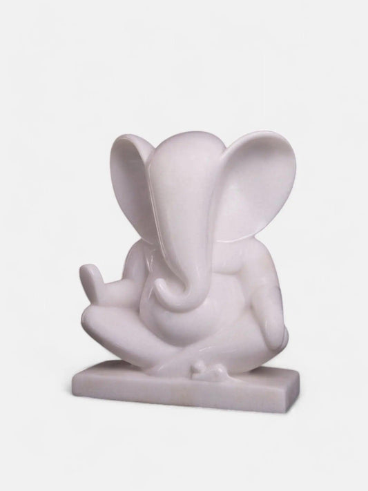 Modern Lord Ganesh White Marble Statue Artifat Stonex