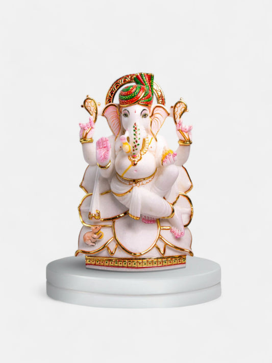 Lord Ganesh 15-Inch White Marble Murti