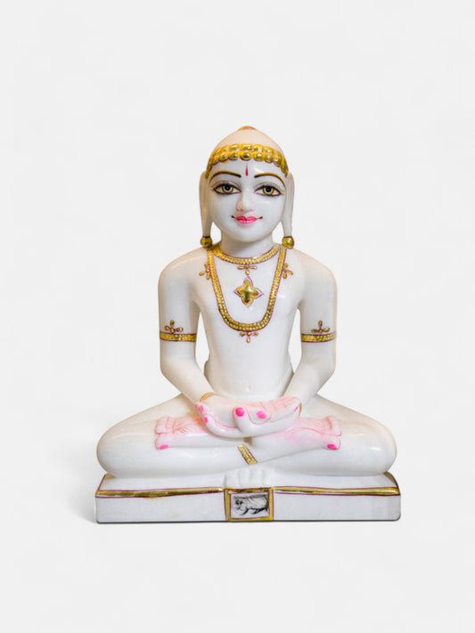 Mahavir Swami, 11 Inch, White Marble Idol