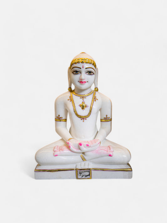 Mahavir Swami, 11 Inch, White Marble Idol