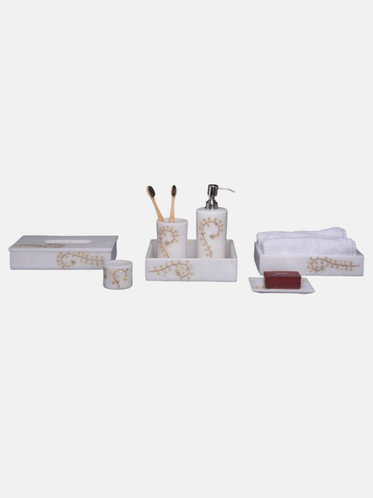 Gold Leaf Marble Bathroom Set