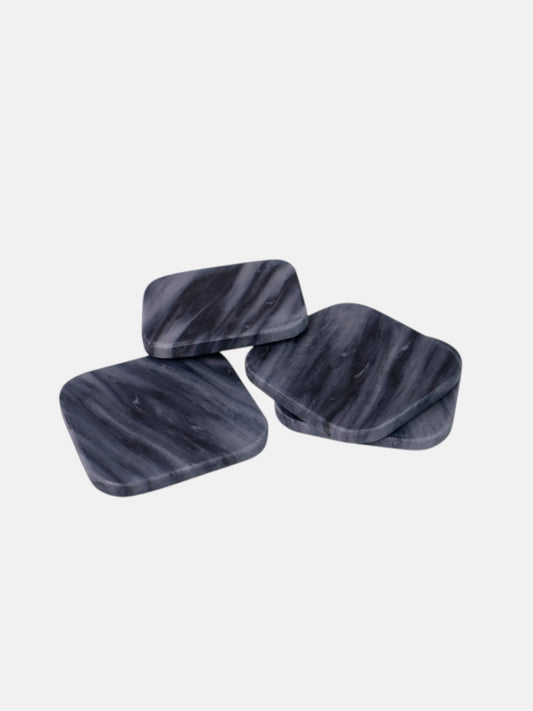 Aqua Black and White Marble Coaster Set