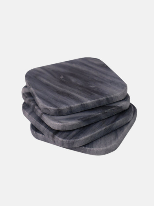 Aqua Black and White Marble Coaster Set