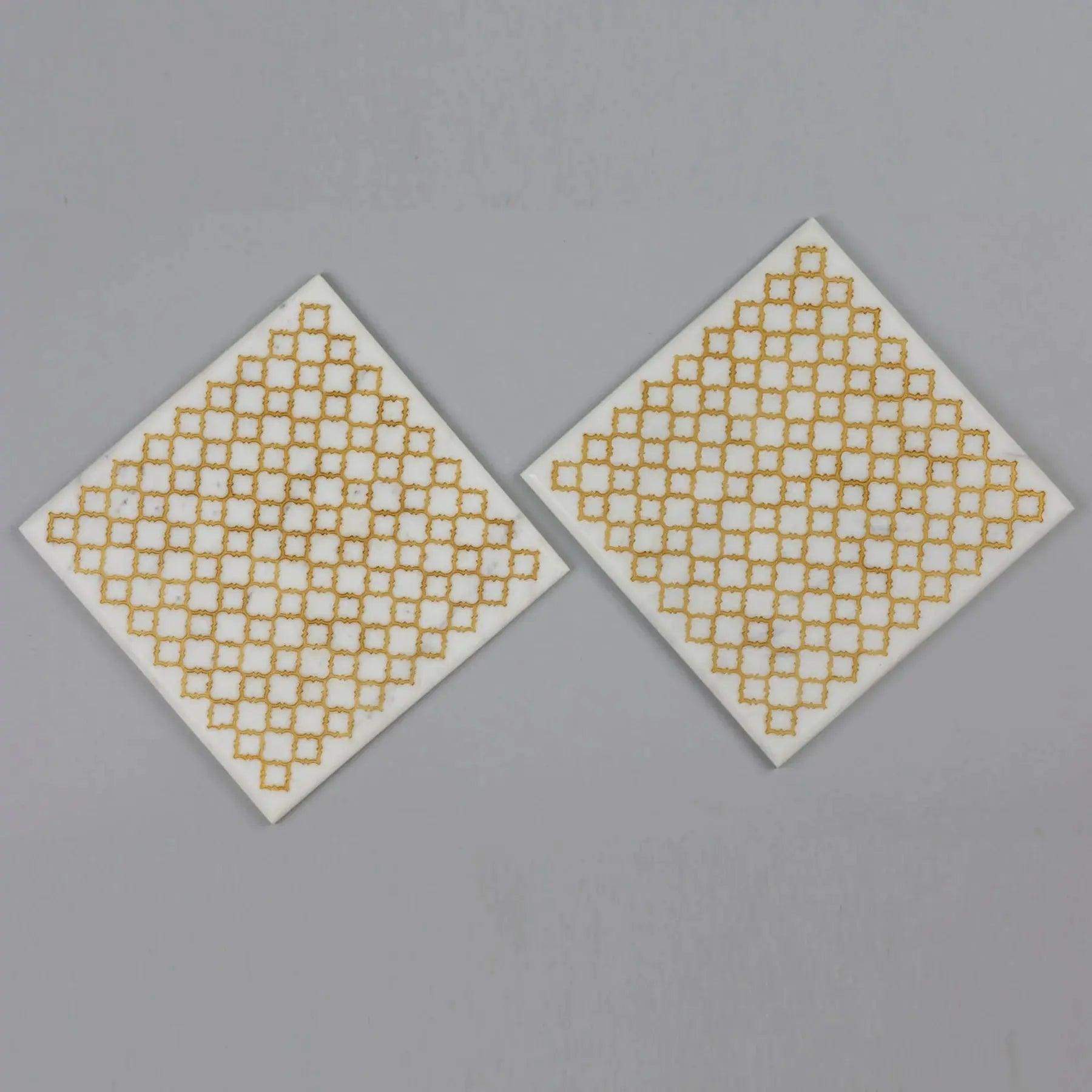 Celebration Marble Trivet Set with Gold Finish Artifact Stonex