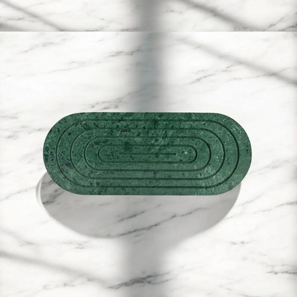 Concentric Oblong Green Marble Platter Artifact Stonex