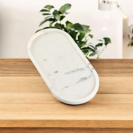 Elegant Oval Shape Marble Tray