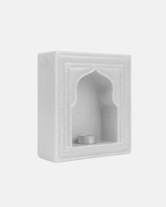 Single White Mughal Style Candle Stand