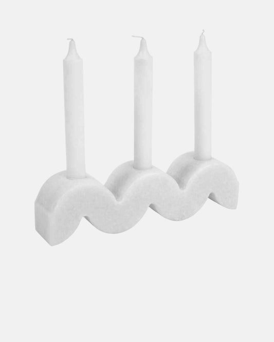 Waves of Light White Marble Candle Holder