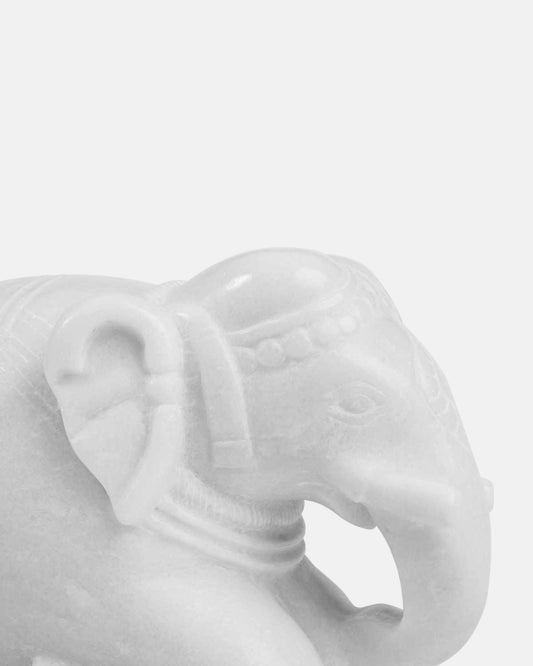 Serene White Marble Elephant Pair