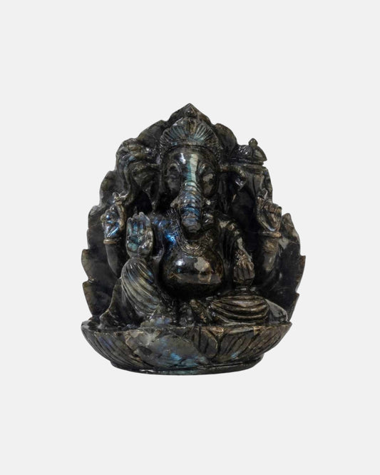 Radiant Black Marble Ganesha Statue