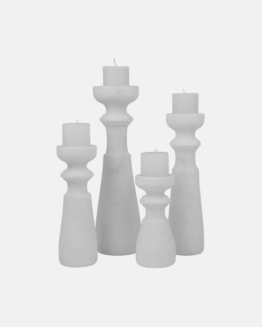 White Marble Candleholder Set – Four Pieces