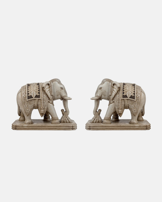 Elegant Pair of Carved Elephants