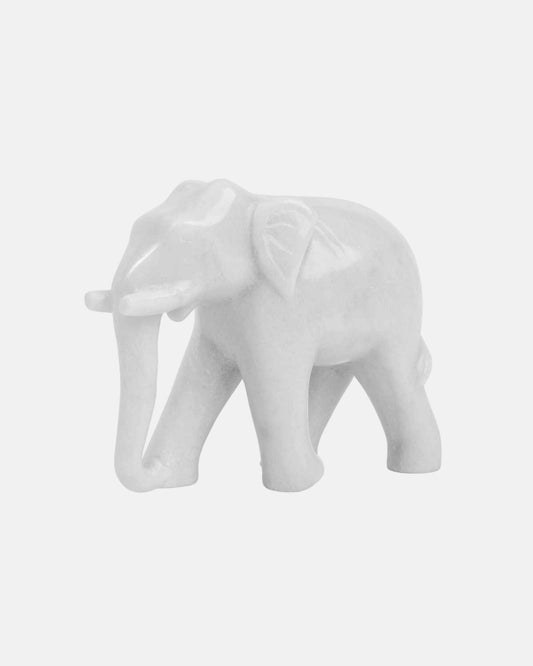 White Marble Elephant Pair Statue