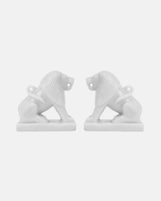 Regal Guardian Marble Lion Statue