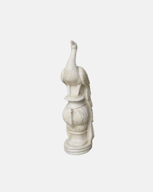 Timeless White Marble Peacock Statue