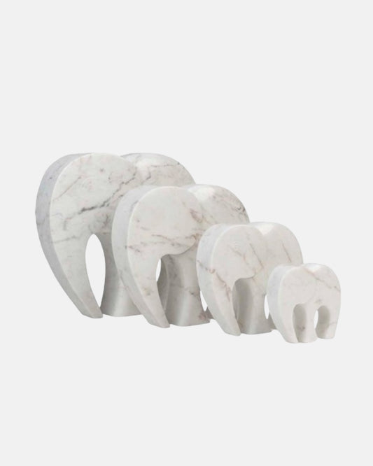 Elegant White Marble Elephant Set – 4 Pieces