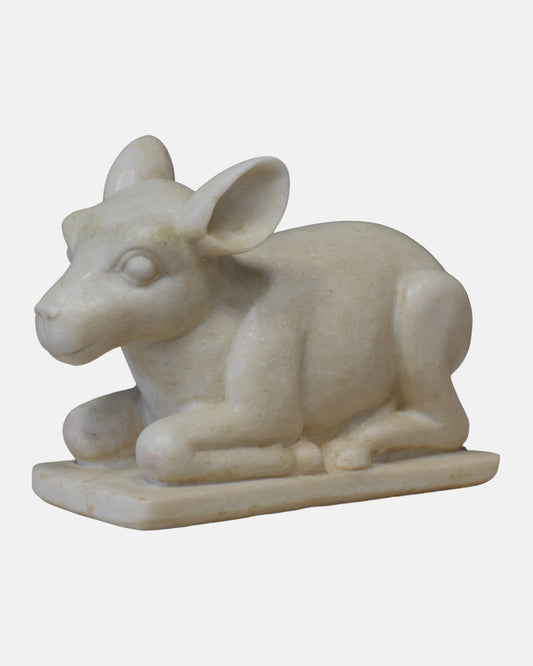 Graceful Marble Baby Cow Statue