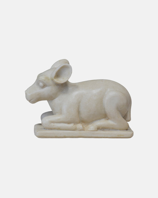 Graceful Marble Baby Cow Statue